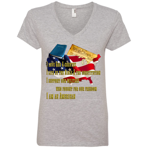 I Am American 88VL Anvil Ladies' V-Neck T-Shirt